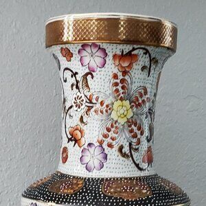 CHINESE SHIWAN WARRIORS MOUNTAINS FLOWERS PORCELAIN RISED FINISH GOLD GILT